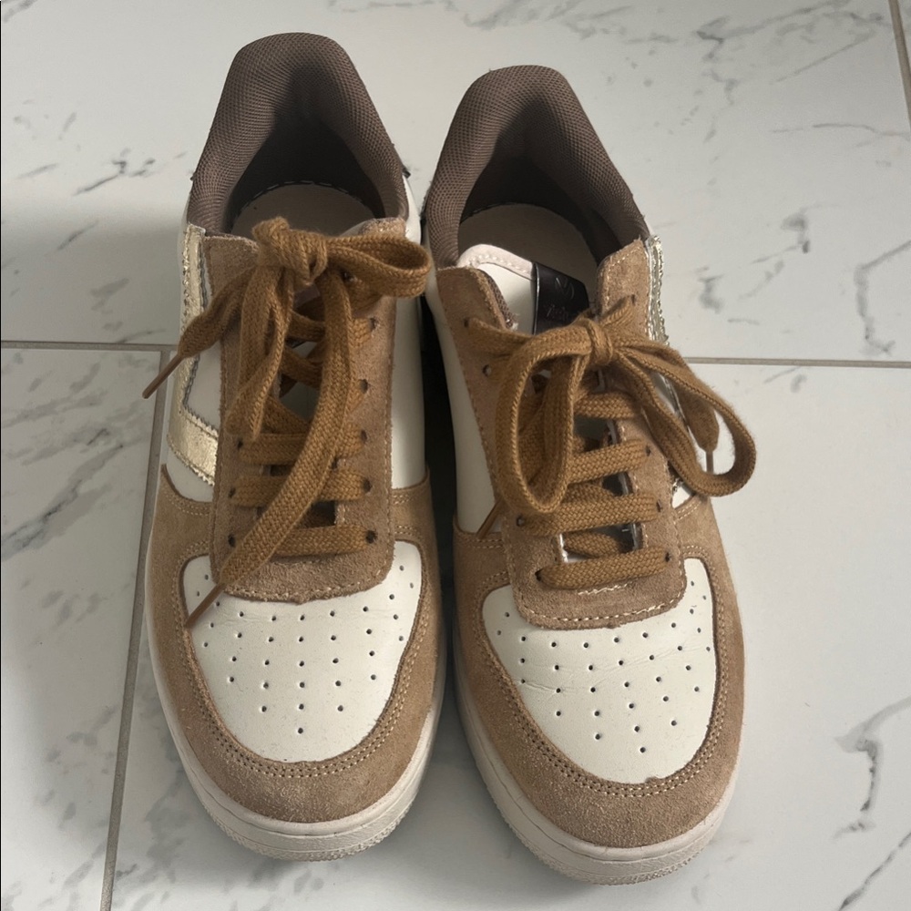 Men's Brown and White Sneakers